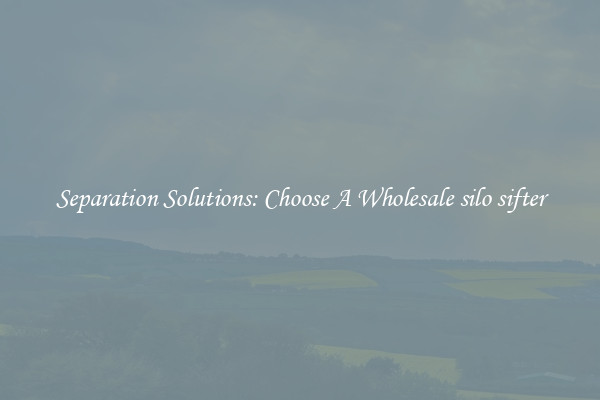 Separation Solutions: Choose A Wholesale silo sifter